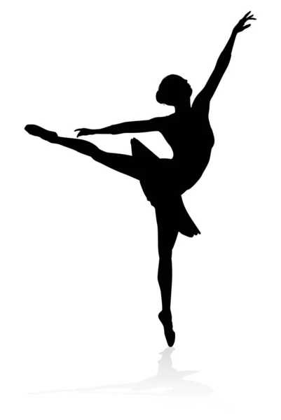 ポーズされた位置で踊るシルエットダンサーの女性 — ストックベクタ