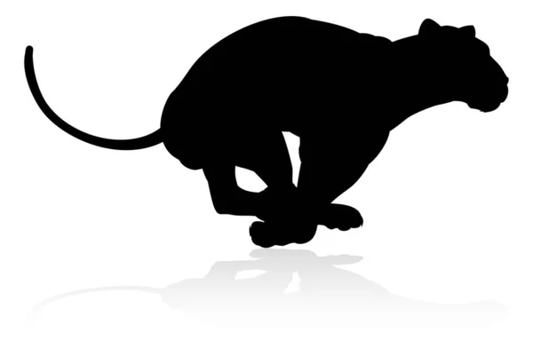 Lion Femelle Autre Grand Chat Safari Animal Silhouette — Image vectorielle