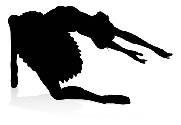 Sylwetka Baletnica Kobieta Taniec Pozie Lub Pozycji — Wektor stockowy