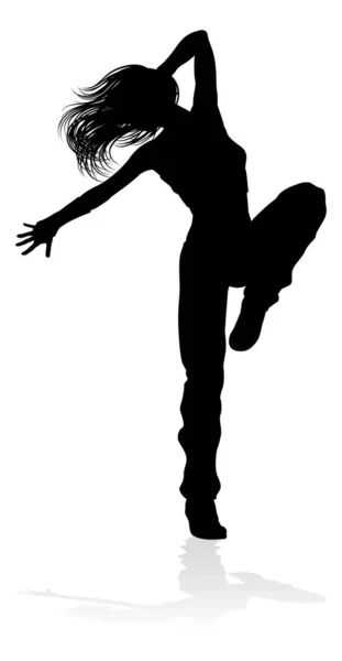 Eine Streetdance Hip Hop Tänzerin Silhouette — Stockvektor