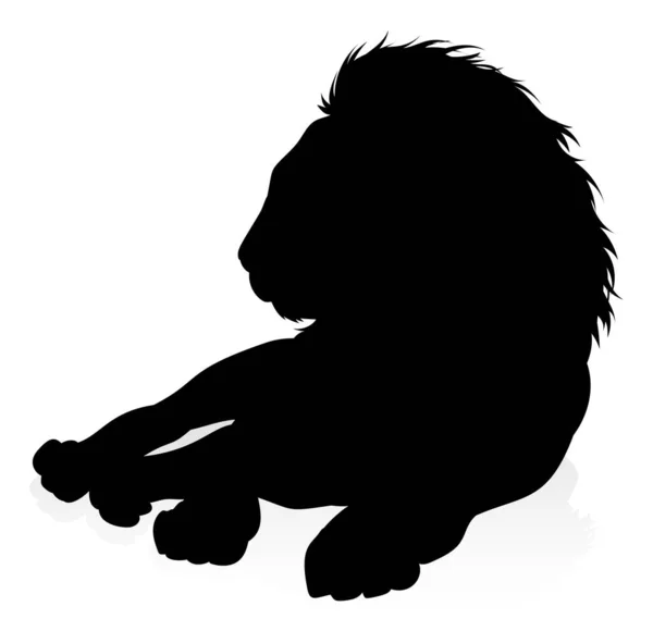 Male Lion Safari Animal Silhouette — Stock Vector