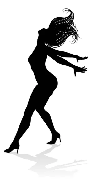 Woman Dancer Dancing Silhouette Pose — Stock Vector