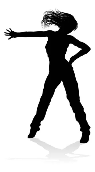 一个女街舞嘻哈舞者在轮廓中 — 图库矢量图片