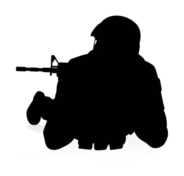 Vojenská Armáda Voják Ozbrojené Síly Muž Detailní Silueta — Stockový vektor