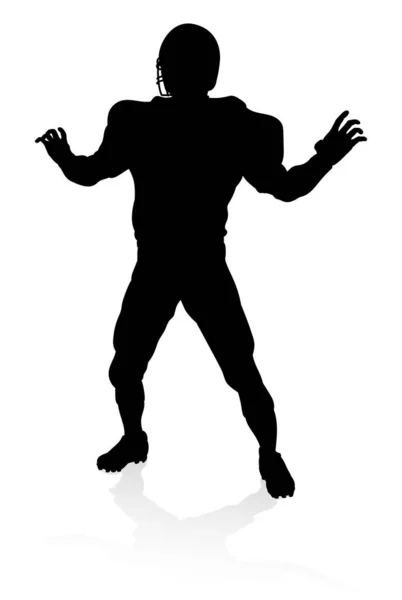 Detailed American Football Player Sports Silhouette — Stock Vector
