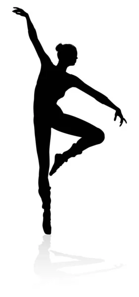 Baletní Tanečnice Silueta Tančící Póze Nebo Pozici — Stockový vektor