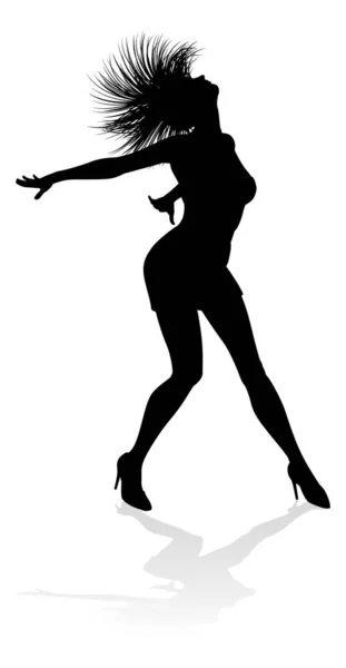 Siluet Içinde Dans Eden Bir Kadın Dansçı — Stok Vektör