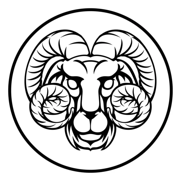 Aries Ram Horoscope Astrology Zodiac Sign Symbol — Stock Vector