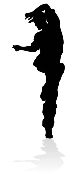 Danseur Street Dance Hip Hop Masculin Silhouette — Image vectorielle