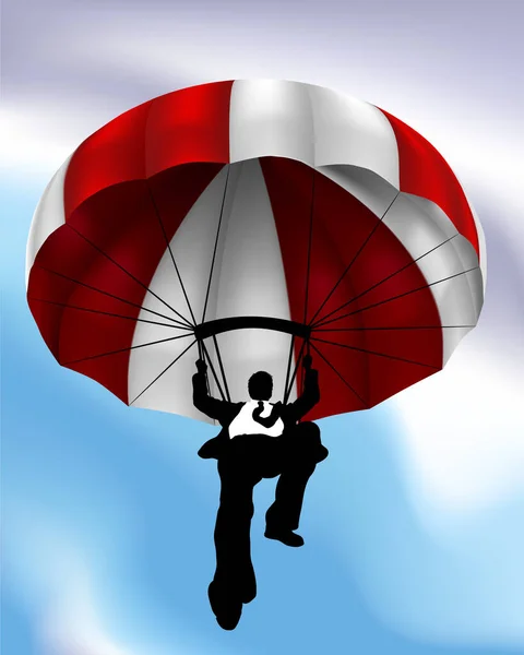 跳伞跳伞或跳伞的商人商业概念 — 图库矢量图片