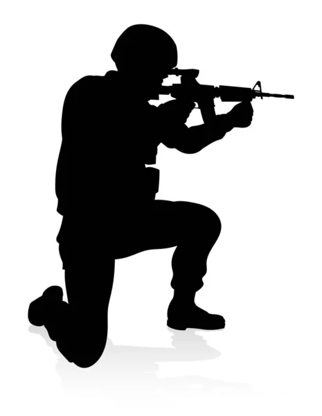 Siluet Askeri Silahlı Kuvvetler Askeri — Stok Vektör