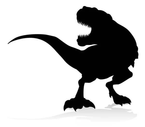 Bir Siluet Rex Dinozor Çizimi — Stok Vektör