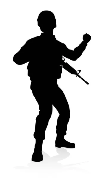 Silhouette Wojskowe Siły Zbrojne Żołnierz Armii — Wektor stockowy