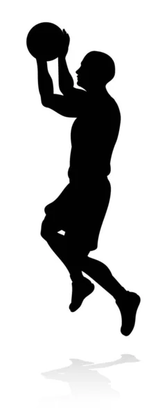 Спортивна Ілюстрація Силуетного Баскетболіста — стоковий вектор