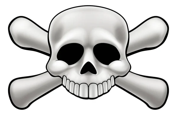 Een Cartoon Skull Crossbones Illustratie — Stockvector