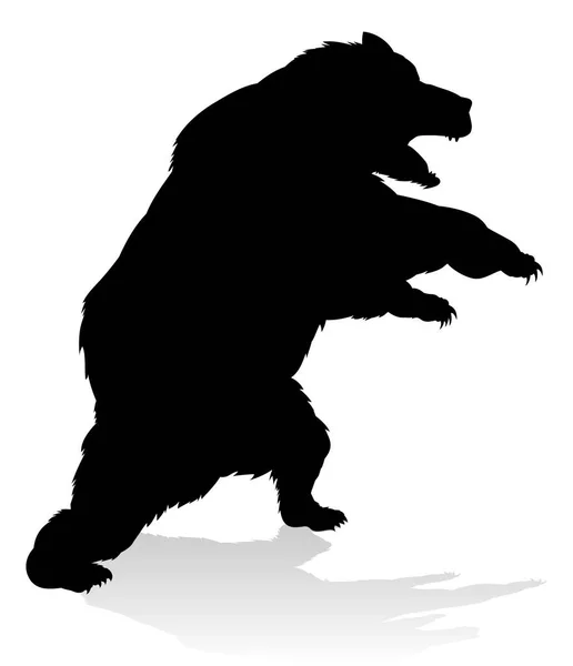 Grizzly Medve Állat Sziluett Illusztráció — Stock Vector