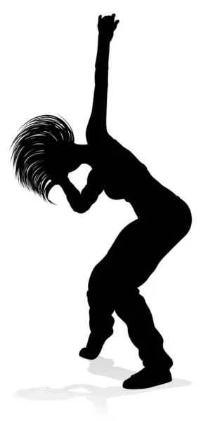 Žena Pouliční Tanec Hip Hop Tanečnice Siluetě — Stockový vektor