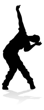 Siluet bir erkek sokak dans hip hop dansçısı