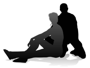 Genç bir erkek ve kadının silueti, muhtemelen bir çift ya da karı koca.