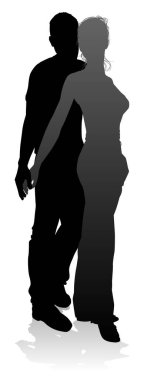 Genç bir erkek ve kadının silueti, muhtemelen bir çift ya da karı koca.