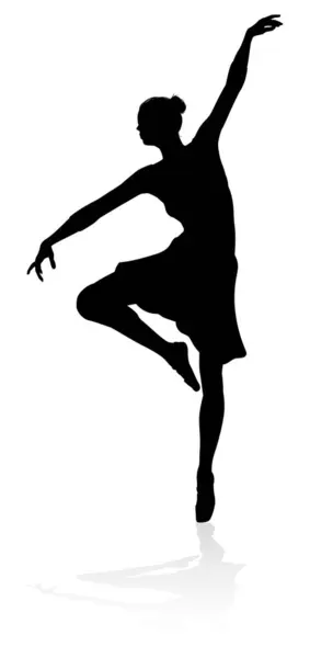 Ballet Dançarina Silhueta Dança Posou Posição — Vetor de Stock