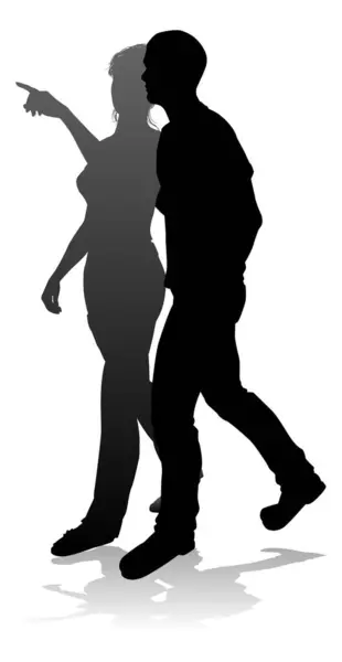 People Silhouette Young Man Woman Probably Couple Husband Wife — Stock Vector