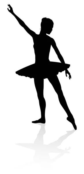 ポーズやポジションで踊るシルエットバレエダンサー — ストックベクタ