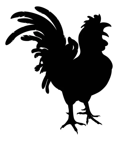 Farm Animal Silhouette Chicken Rooster — Stock Vector
