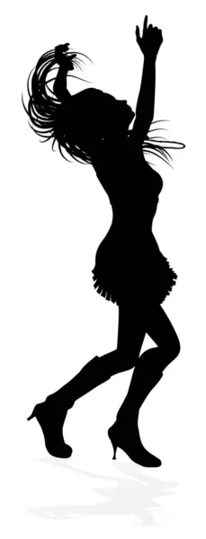 Young Woman Silhouette Dancing Night Club Other Event — Stock Vector