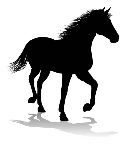 Ett Hästdjur Detaljerad Siluett Grafik — Stock vektor