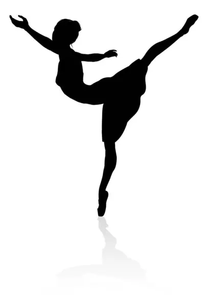 ポーズや位置で踊るバレエダンサーのシルエット — ストックベクタ