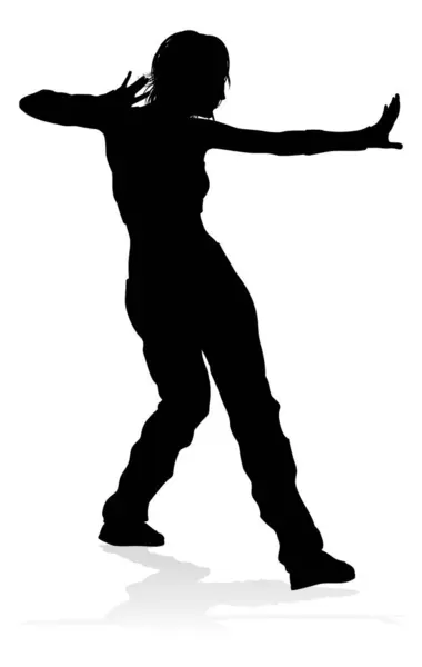 stock vector A woman street dance hip hop dancer in silhouette