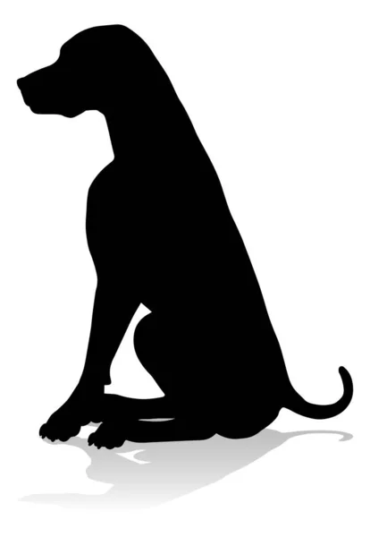 Detailed Animal Silhouette Pet Dog — Stok Vektör