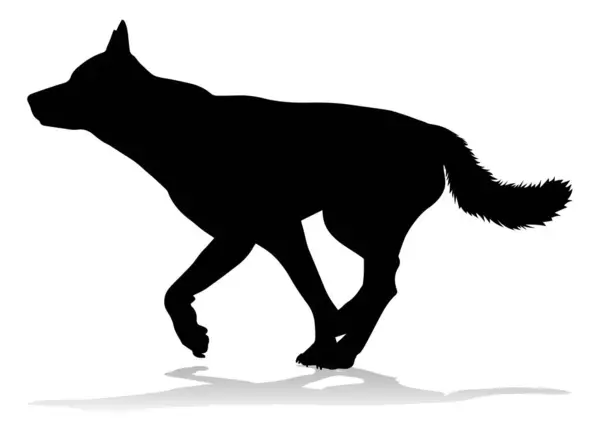 Detailed Animal Silhouette Pet Dog — Stok Vektör