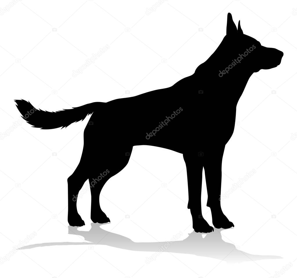 A detailed animal silhouette of a pet dog