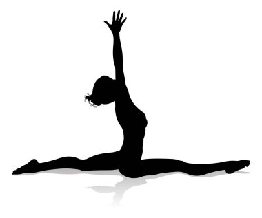 Yoga yapan ya da pilates yapan bir kadının silüeti.
