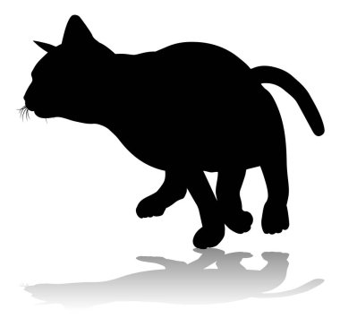 Bir siluet kedi evcil hayvan detaylı grafik