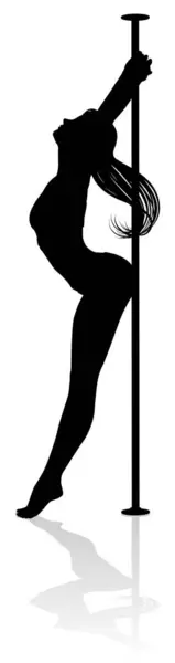Une Femme Pole Danseuse Faisant Exercice Fitness Silhouette — Image vectorielle