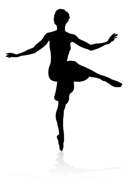 ポーズやポジションで踊るバレエダンサーシルエット — ストックベクタ