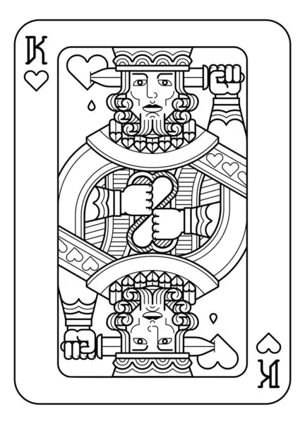Une Carte Jouer Roi Des Cœurs Noir Blanc Nouveau Design — Image vectorielle