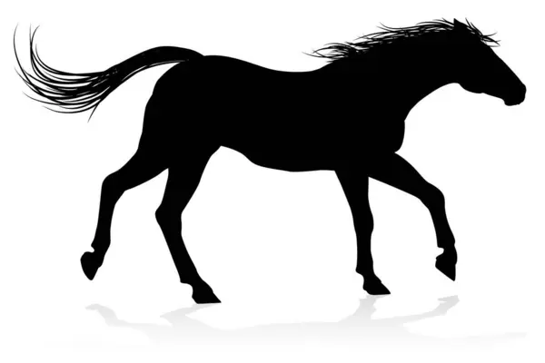 Een Hoogwaardig Zeer Gedetailleerd Paard Silhouet — Stockvector