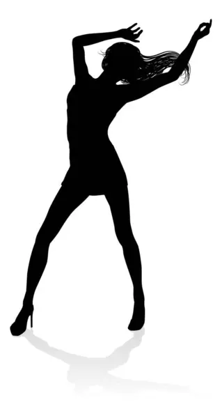 Una Bailarina Bailando Silueta — Vector de stock