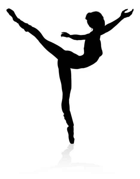 Silhueta Uma Dançarina Balé Dançando Uma Pose Posição — Vetor de Stock