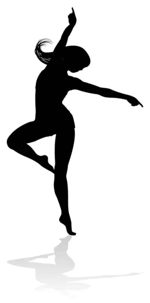 Silüet Grafik Resimli Dans Eden Bir Kadın — Stok Vektör