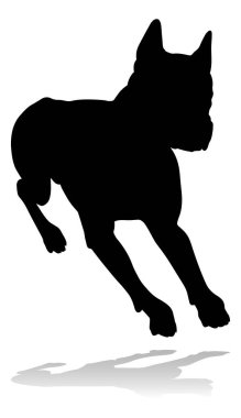 A detailed animal silhouette of a pet dog