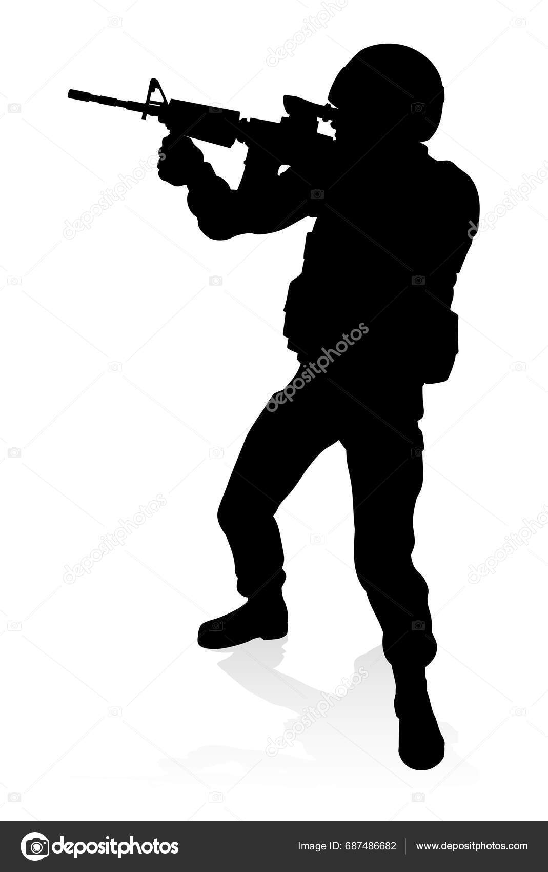 Detailed Silhouette Military Armed Forces Army Soldier Stock Vector by ...