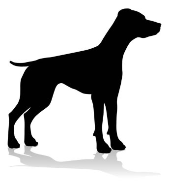 A detailed animal silhouette of a pet dog