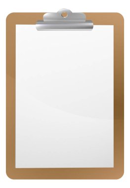 Background frame illustration of a clipboard with clip and blank paper clipart