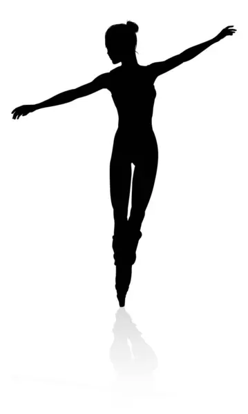 ポーズや位置で踊るバレエダンサーのシルエット — ストックベクタ
