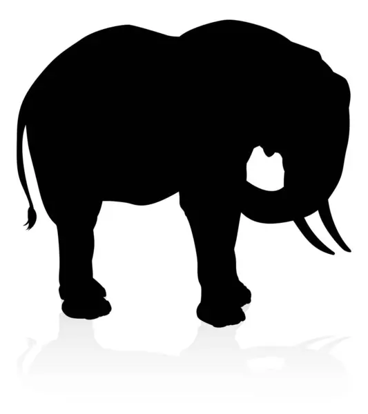 Tiersilhouette Einer Elefantensafari — Stockvektor